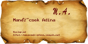 Manácsek Adina névjegykártya